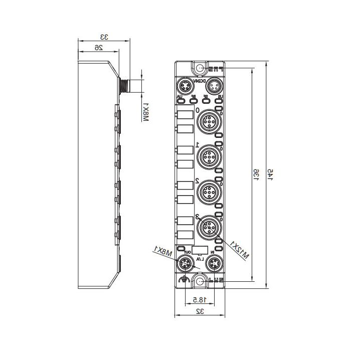 PROFINET protocol、 M12 interface、8DI/DO configuration、PNP、 Compact、Remote module、001EA1