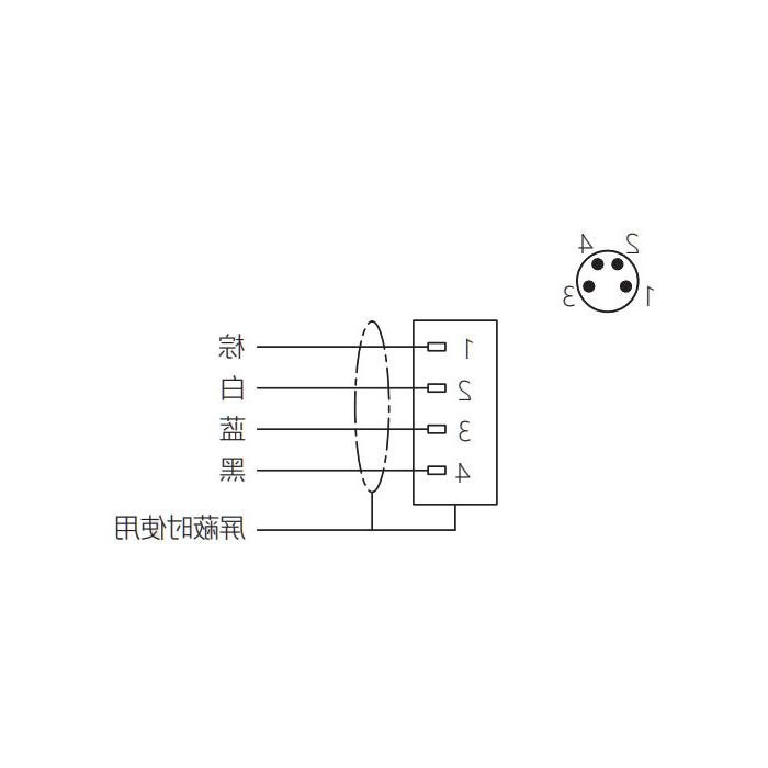 M8 4Pin、公头直型、法兰插座、板前安装、63SA61-XXX