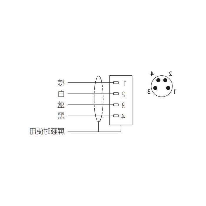 M8 4Pin、公头90°、单端预铸PVC非柔性电缆、灰色护套、63S223-XXX