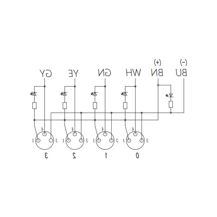 M8 Junction box、Single channel、NPN、4 port 、All-in-one、With LED、PUR flexible cable、Black sheath、23N401-XXX