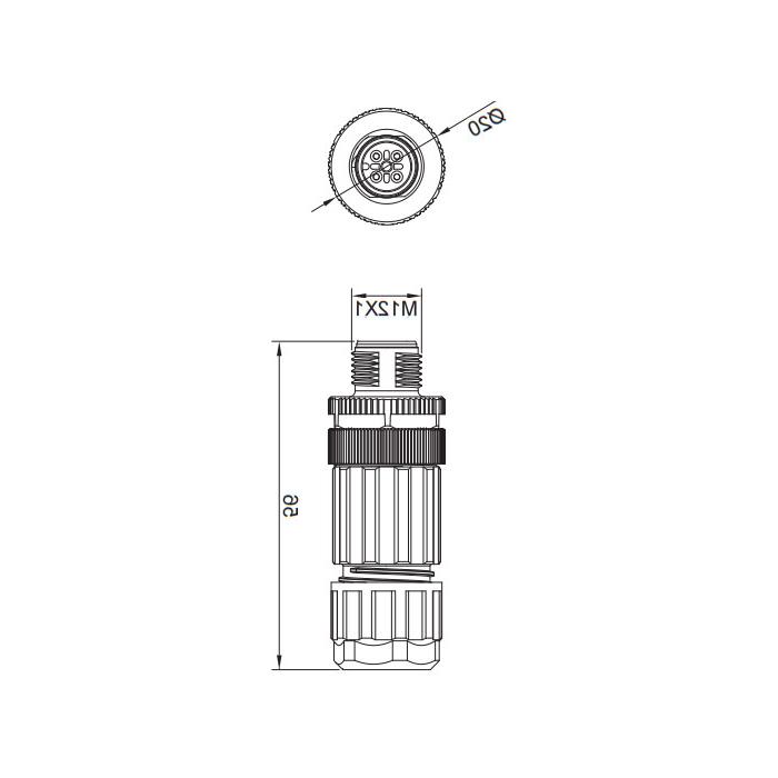 M12 5Pin、公头直型、螺钉连接、64F301 