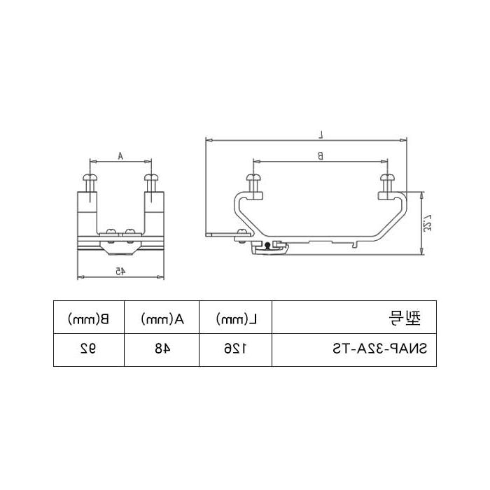 柜内导轨安装金属支架32A、适用于35mm导轨、SNAP-32A-TS、09330001032